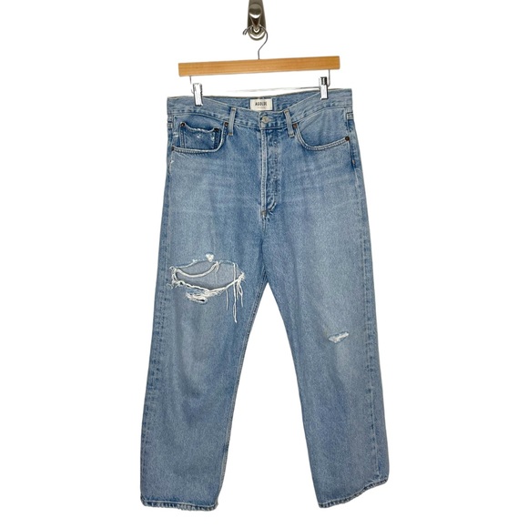 Agolde | 90’s Cropped Jeans in Echo Light Denim Distressed - Picture 2 of 10